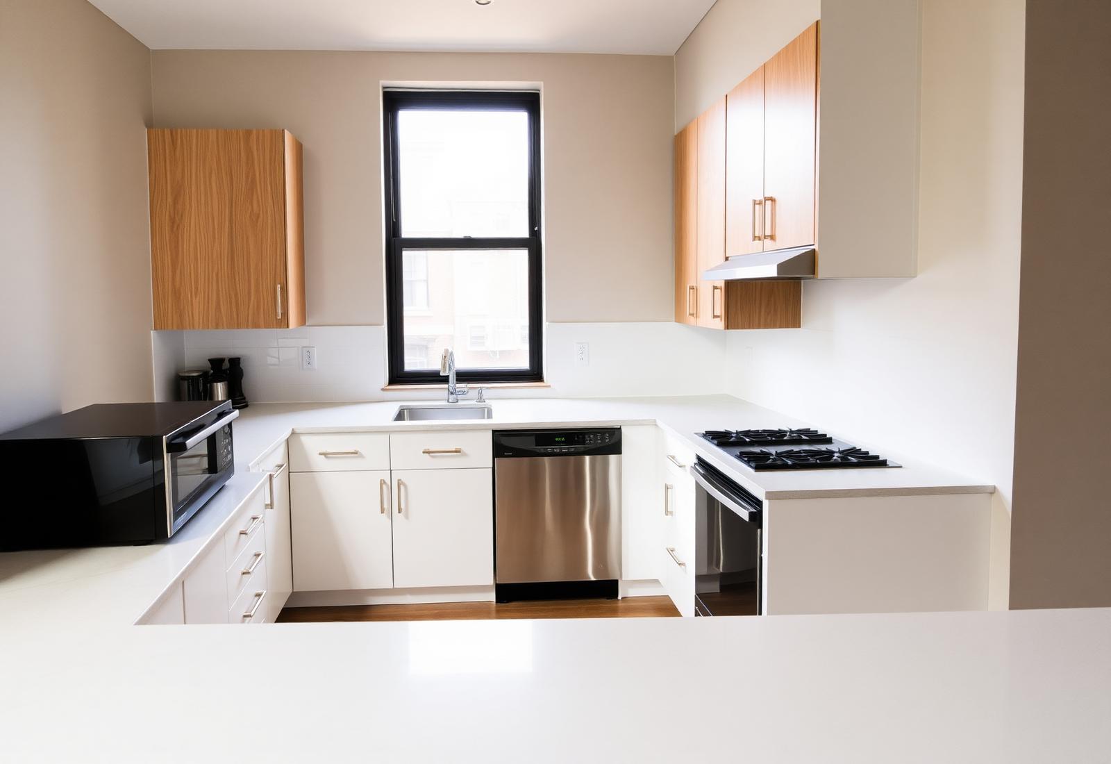 Modernized kitchen in a renovated public housing unit